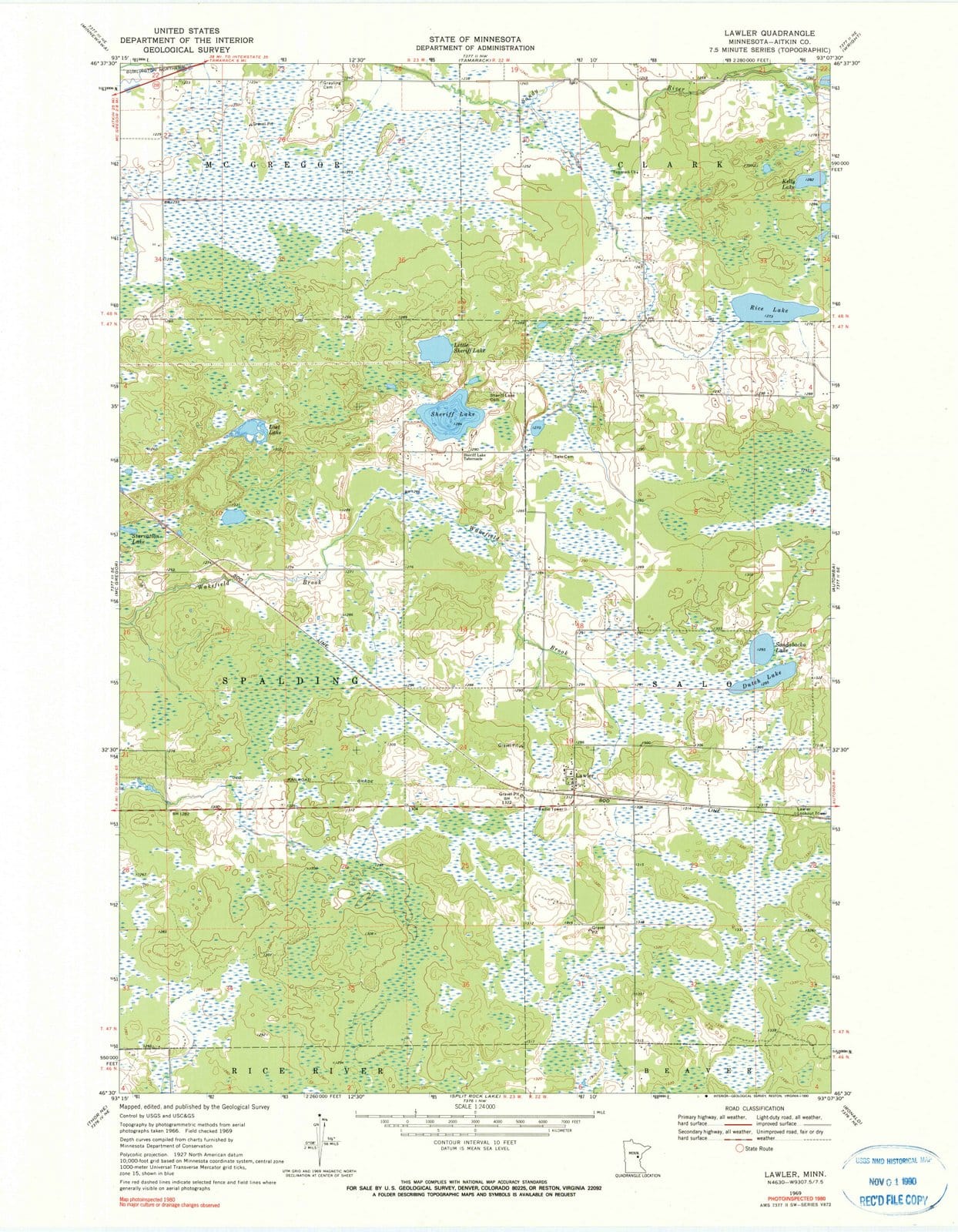 1969 Lawler, MN - Minnesota - USGS Topographic Map