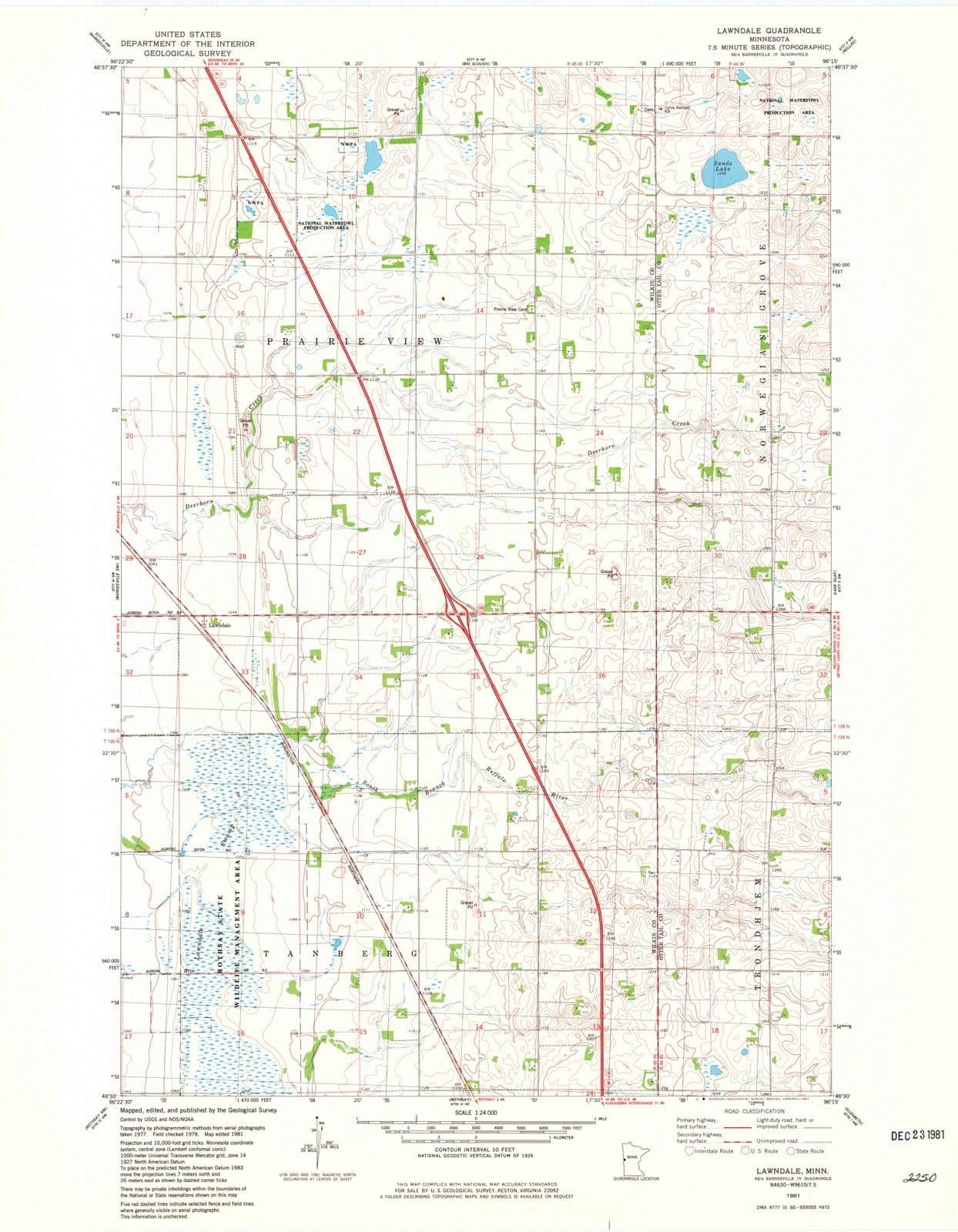 1981 Lawndale, MN - Minnesota - USGS Topographic Map