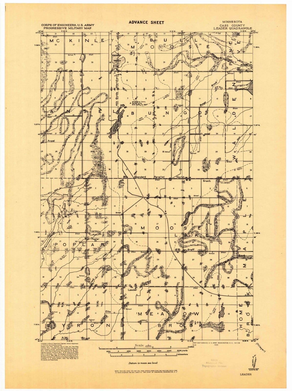 1919 Leader, MN - Minnesota - USGS Topographic Map