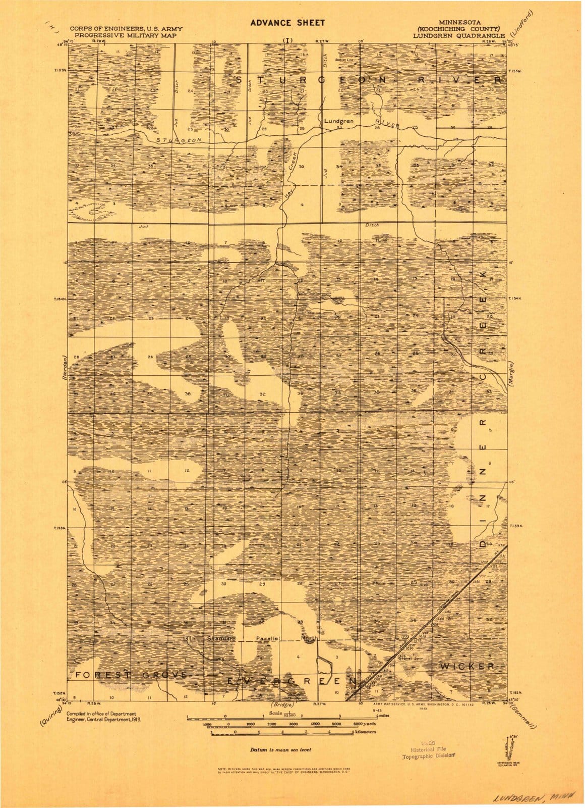 1919 Lundgren, MN - Minnesota - USGS Topographic Map