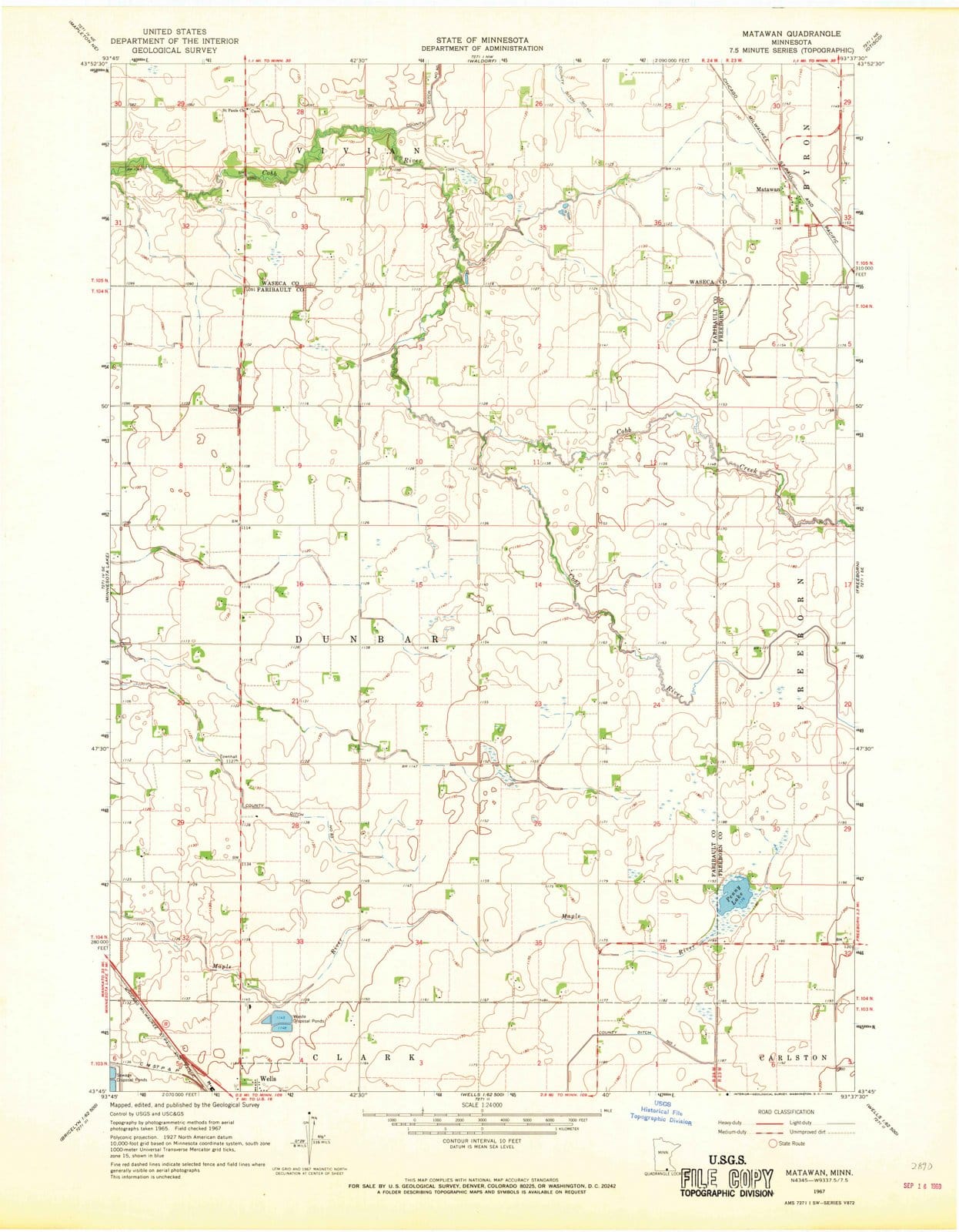 1967 Matawan, MN - Minnesota - USGS Topographic Map