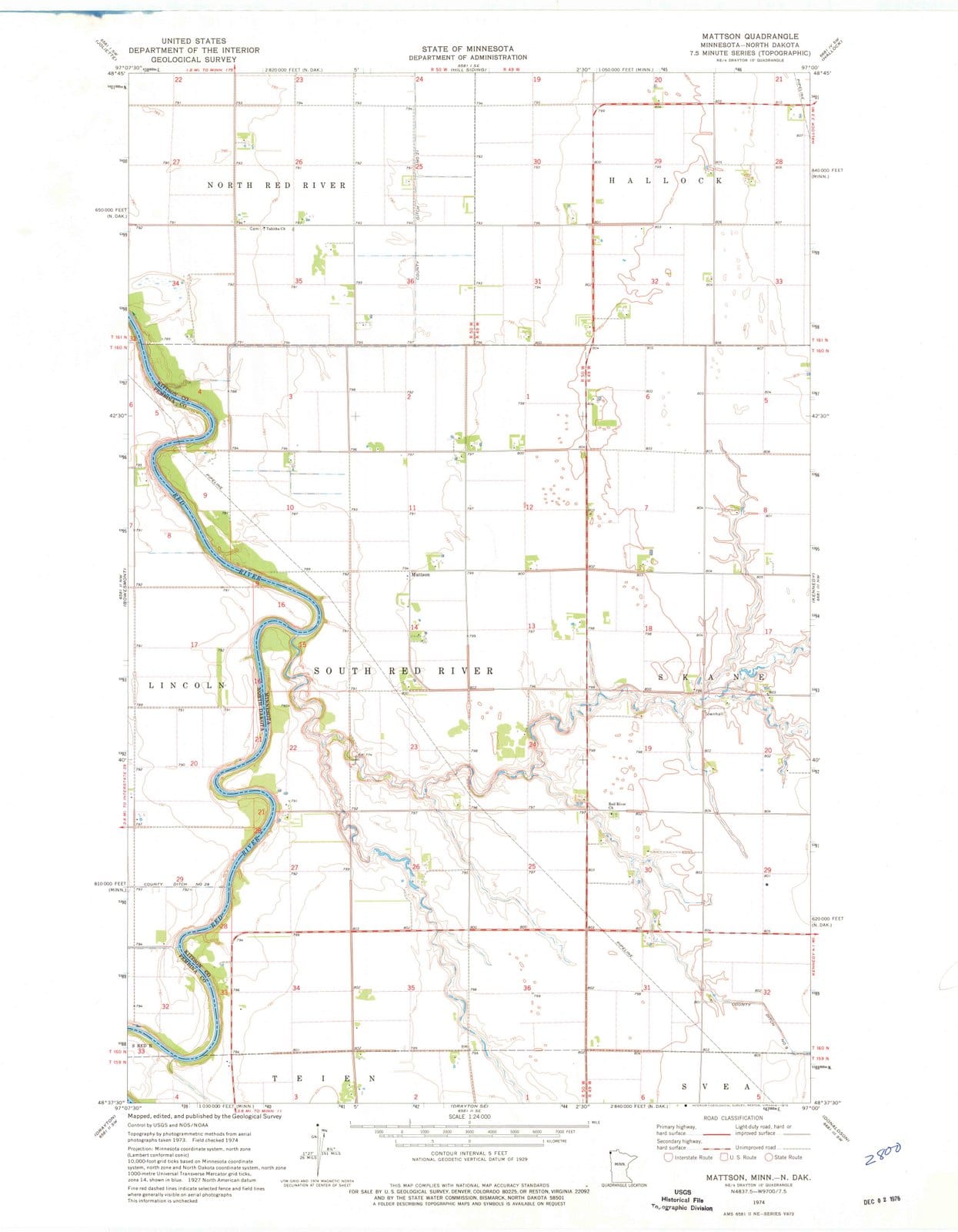 1974 Mattson, MN - Minnesota - USGS Topographic Map