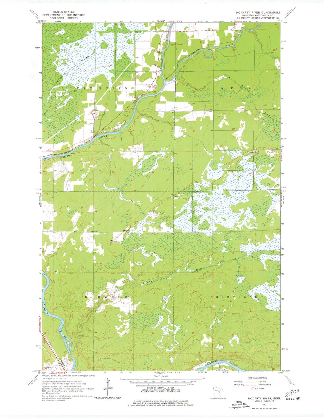 1963 Mc Carty River, MN - Minnesota - USGS Topographic Map