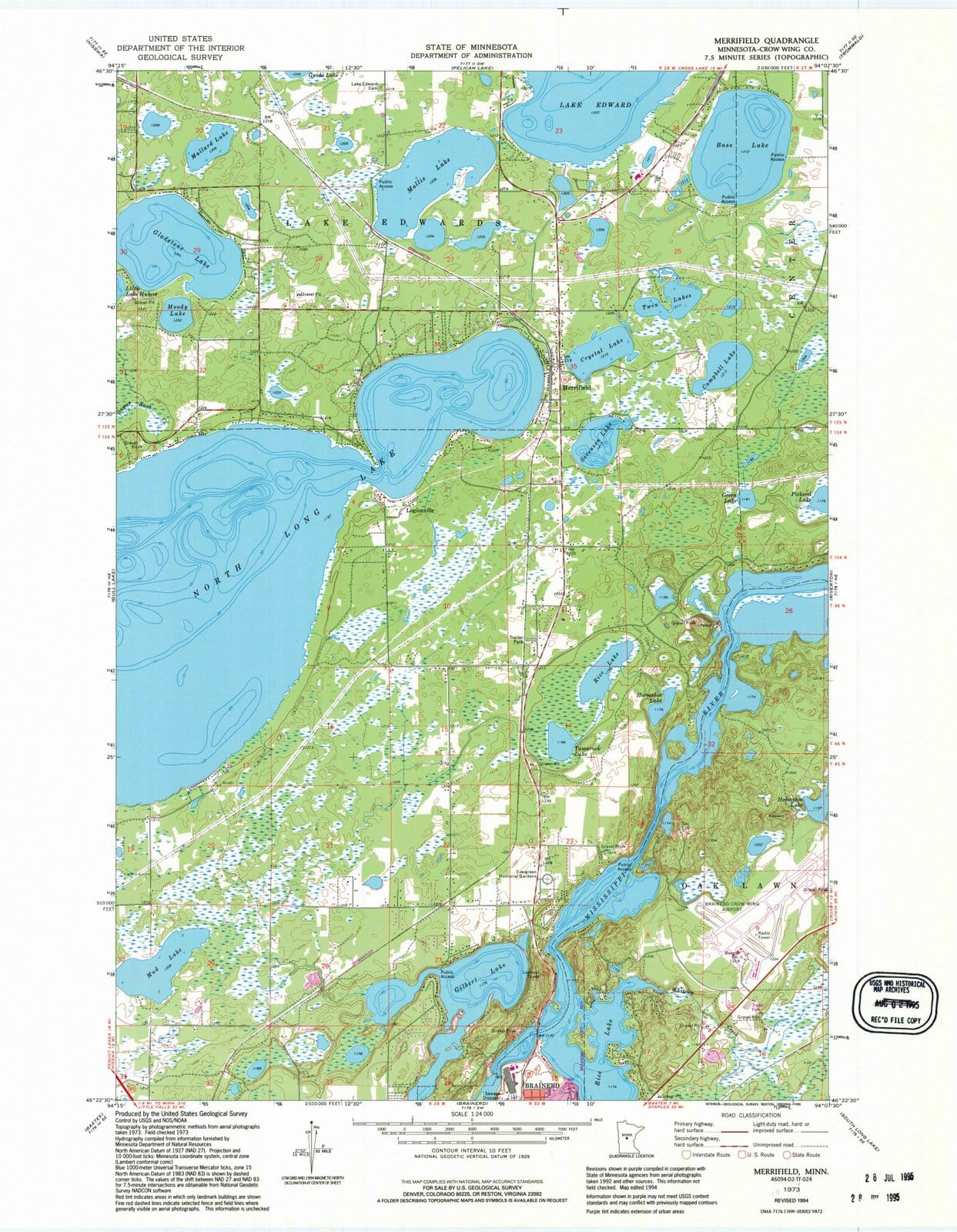 1973 Merrifield, MN - Minnesota - USGS Topographic Map