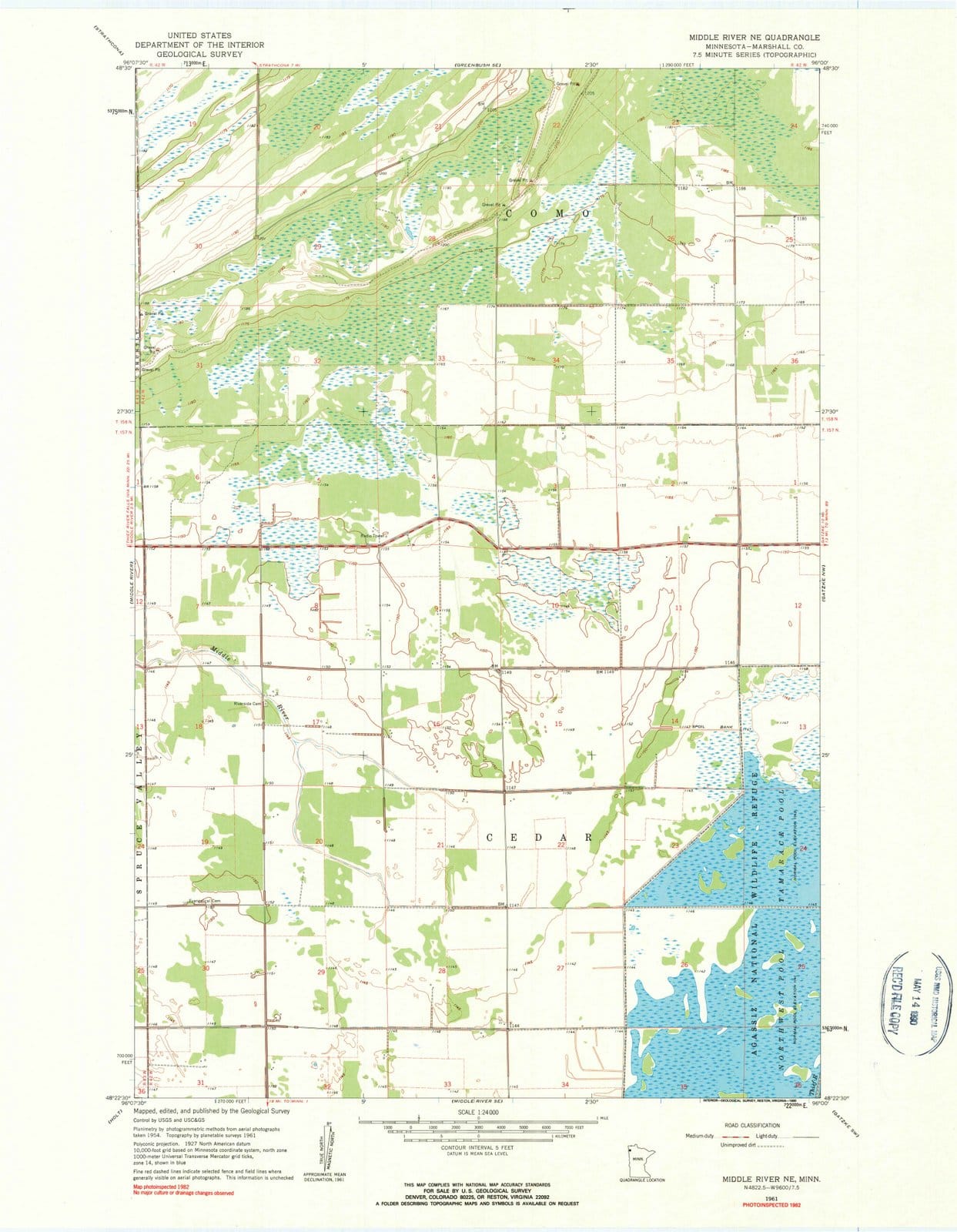 1961 Middle River, MN - Minnesota - USGS Topographic Map