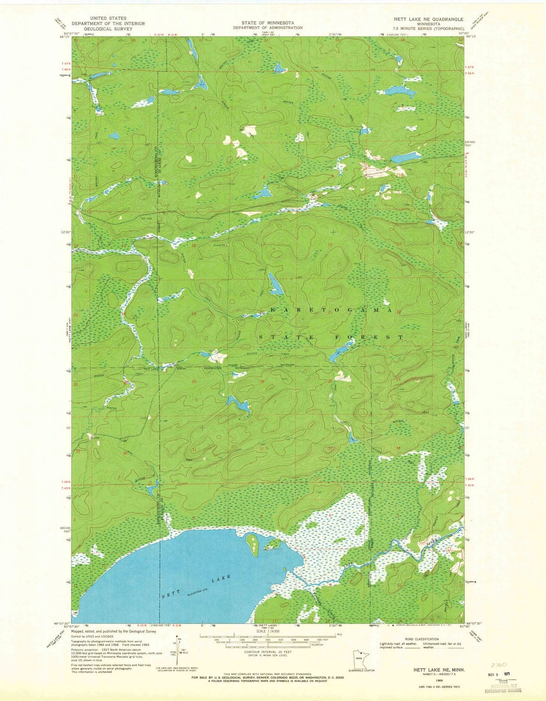 1969 Nett Lake, MN - Minnesota - USGS Topographic Map