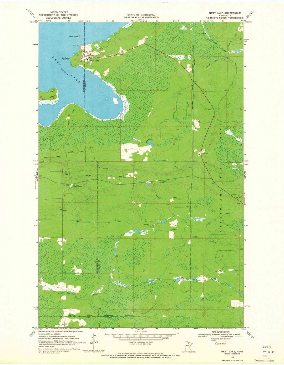 1969 Nett Lake, MN - Minnesota - USGS Topographic Map v2