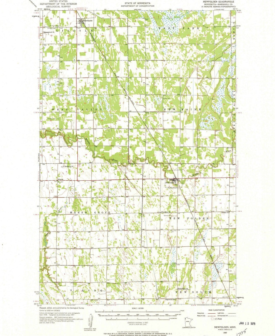 1957 Newfolden, MN - Minnesota - USGS Topographic Map