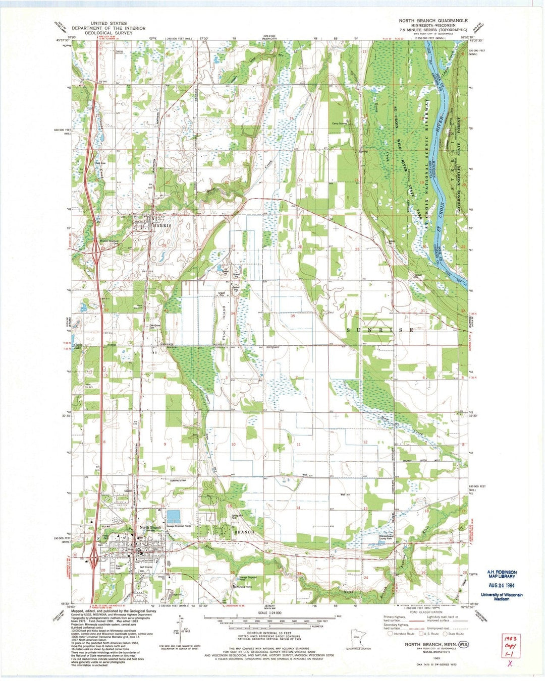 1983 North Branch, MN - Minnesota - USGS Topographic Map