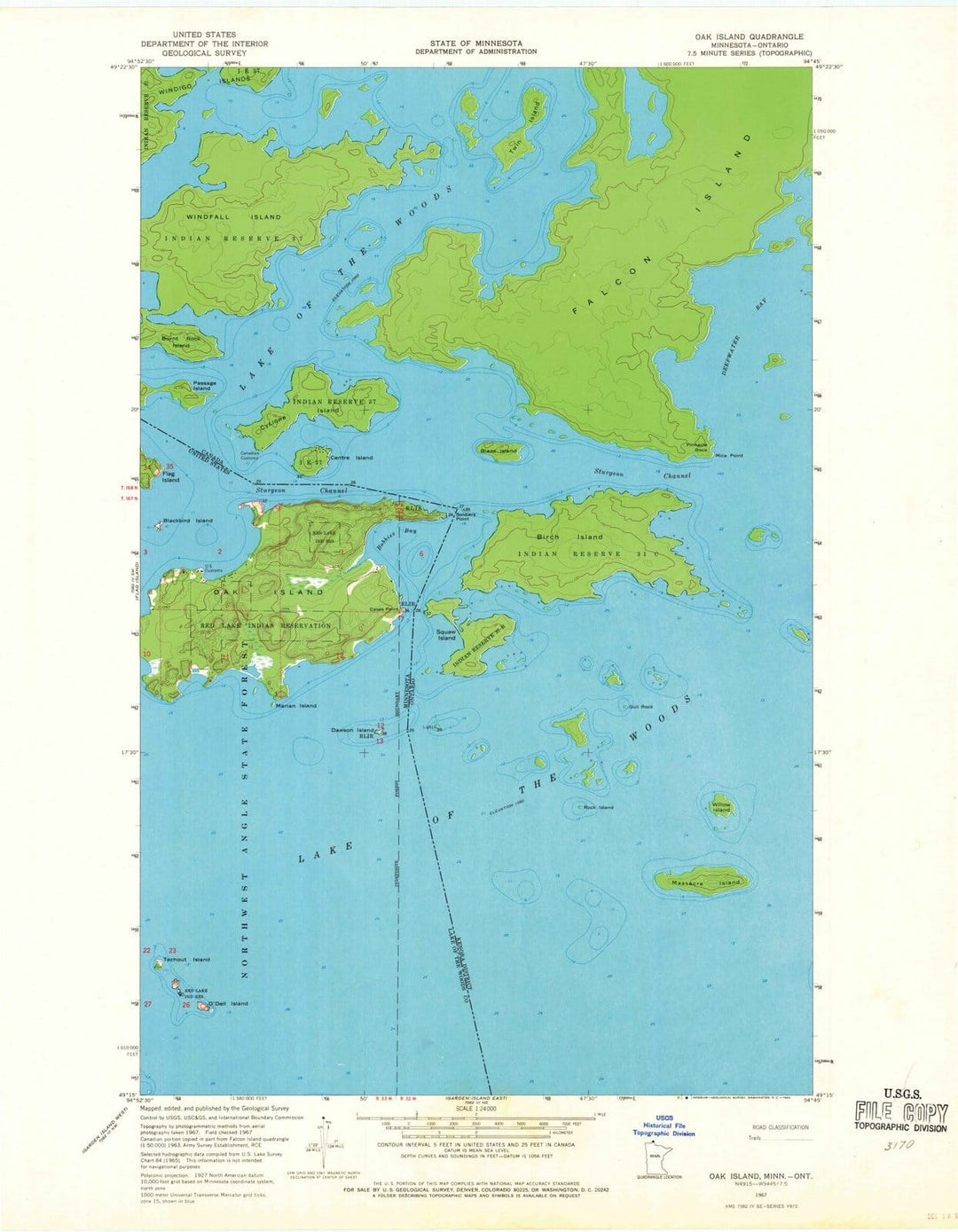 1967 Oak Island, MN - Minnesota - USGS Topographic Map