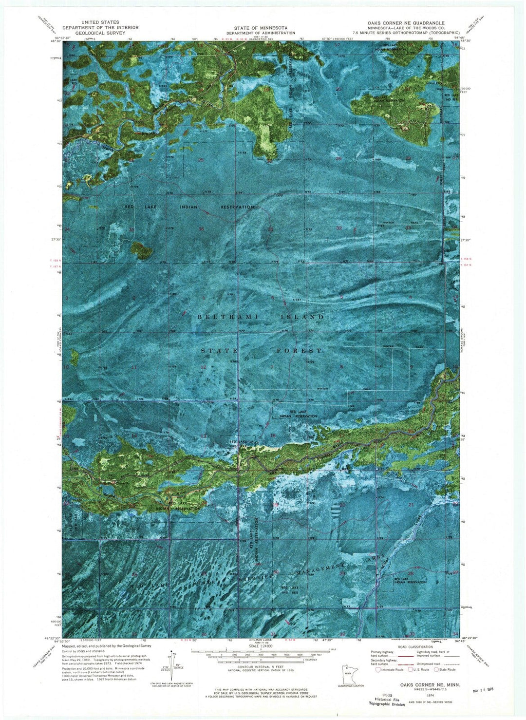 1974 Oaks Corner, MN - Minnesota - USGS Topographic Map v2