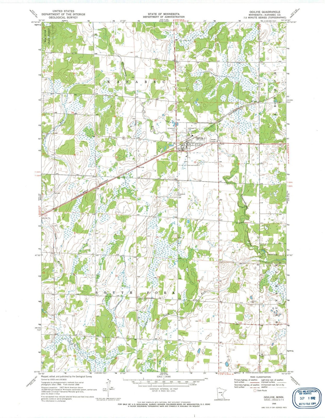 1968 Ogilvie, MN - Minnesota - USGS Topographic Map