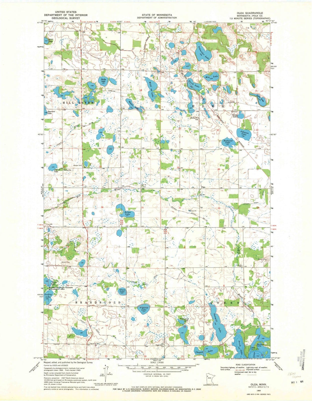 1969 Olga, MN - Minnesota - USGS Topographic Map