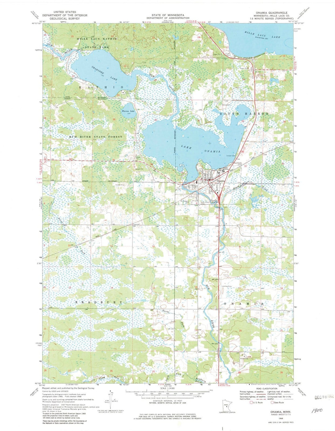 1968 Onamia, MN - Minnesota - USGS Topographic Map v2