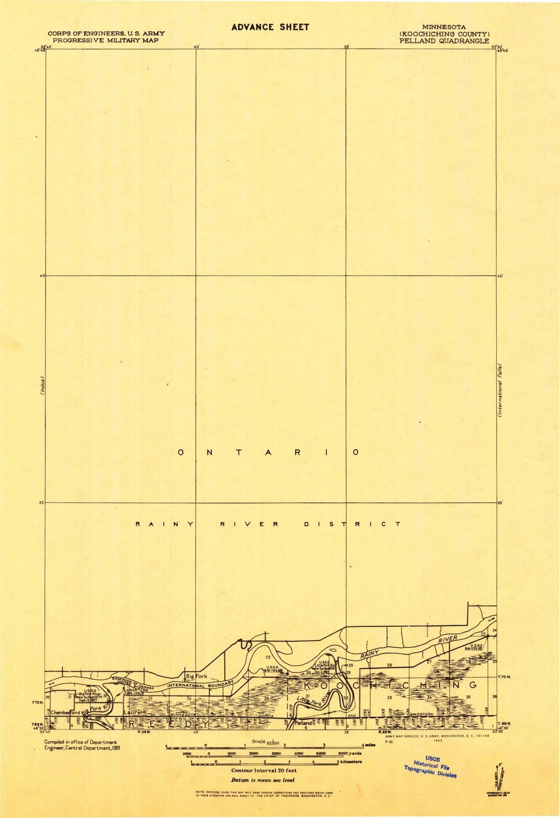 1919 Pelland, MN - Minnesota - USGS Topographic Map