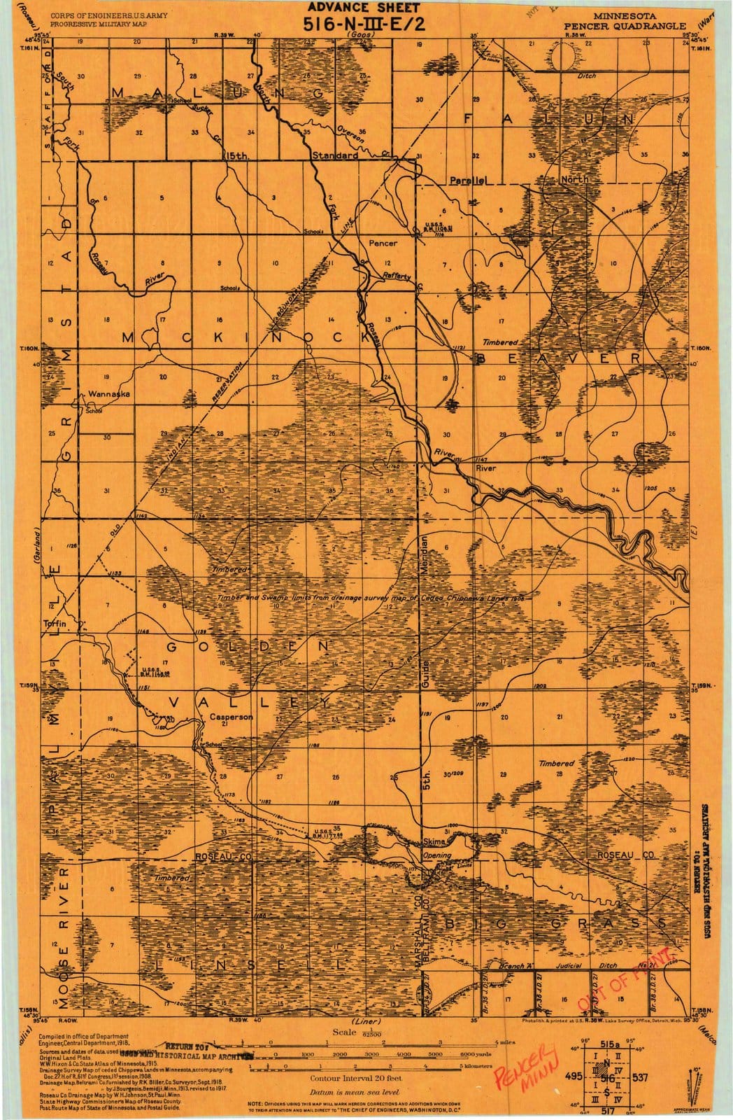 1918 Pencer, MN - Minnesota - USGS Topographic Map