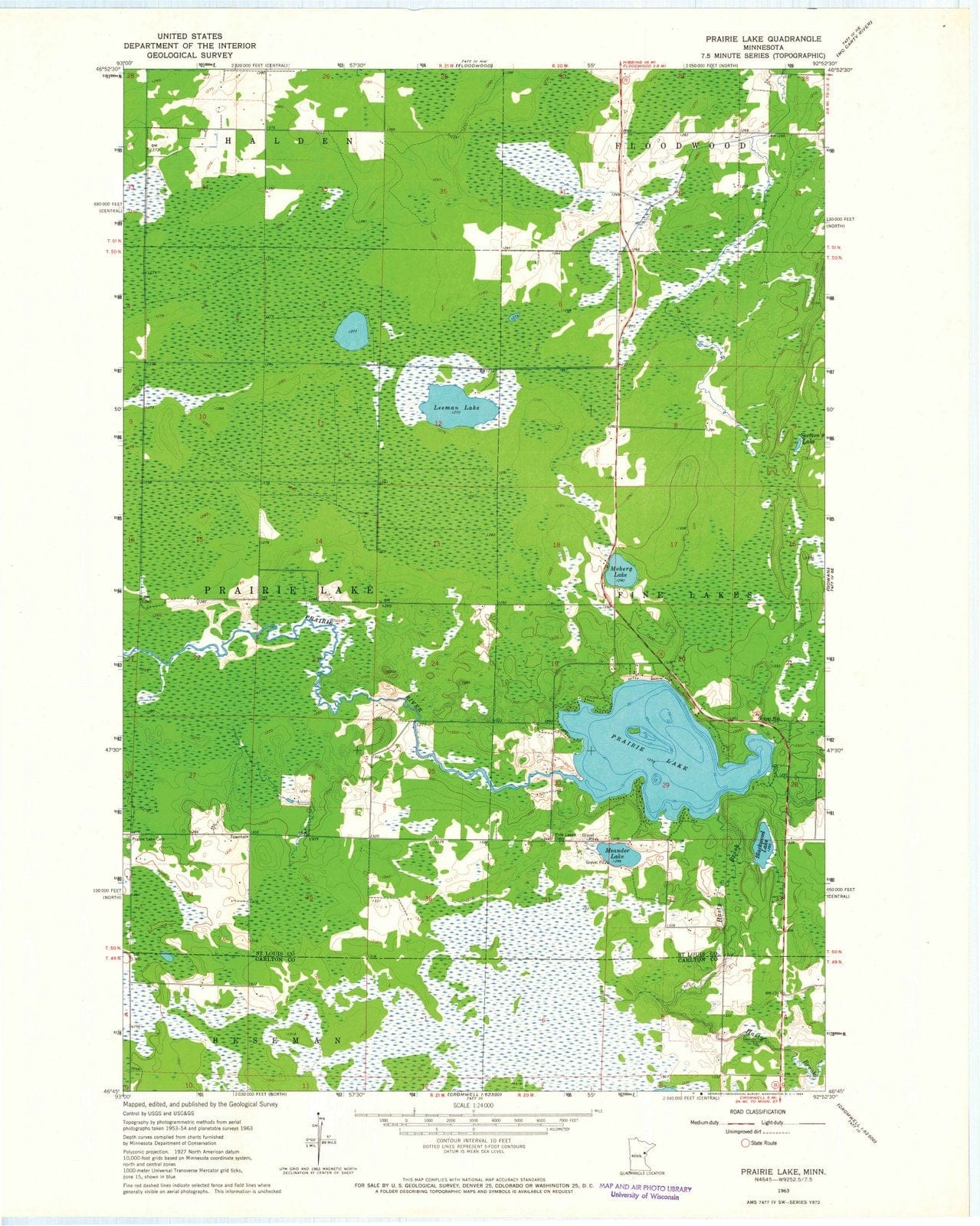 1963 Prairie Lake, MN - Minnesota - USGS Topographic Map