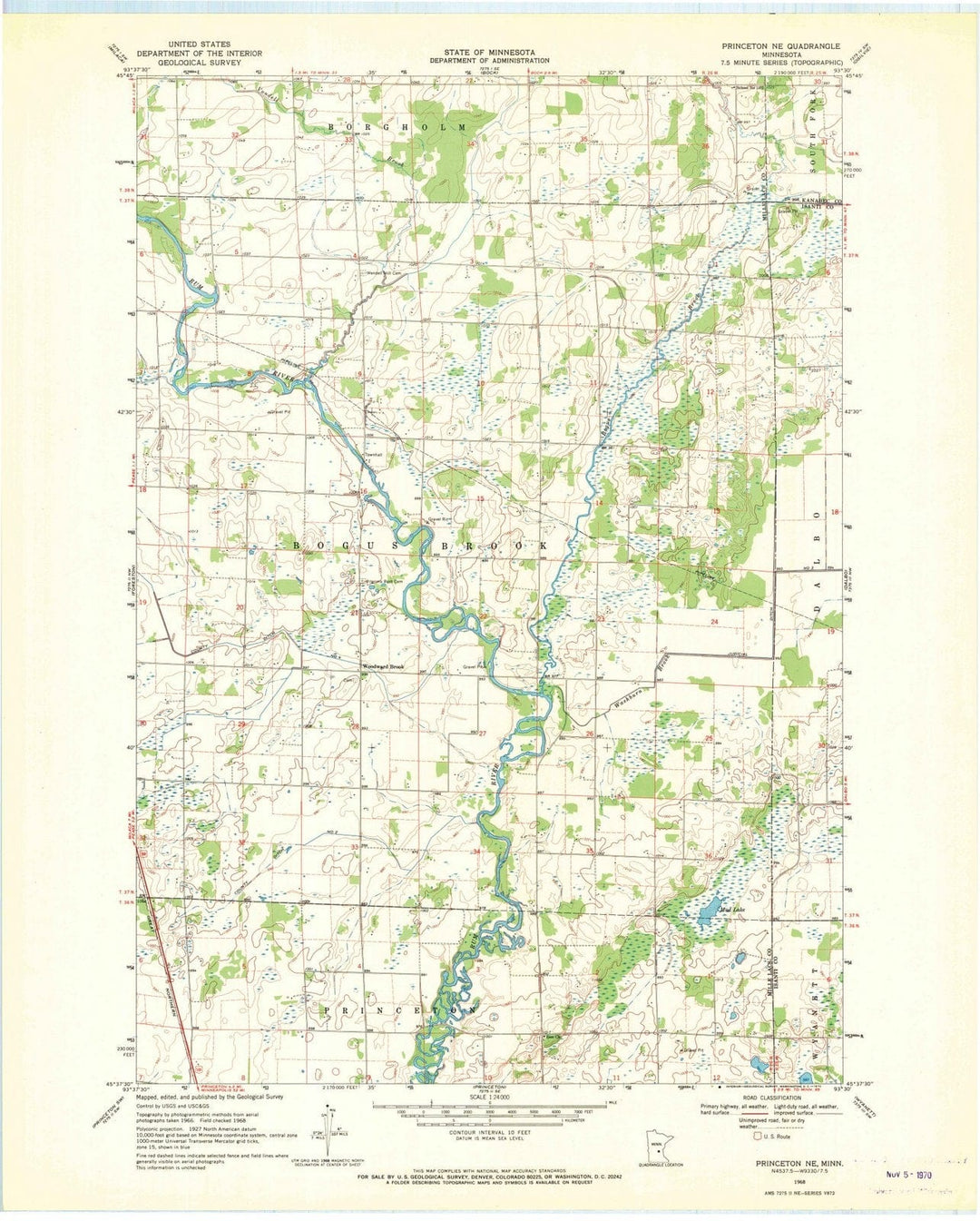 1968 Princeton, MN - Minnesota - USGS Topographic Map