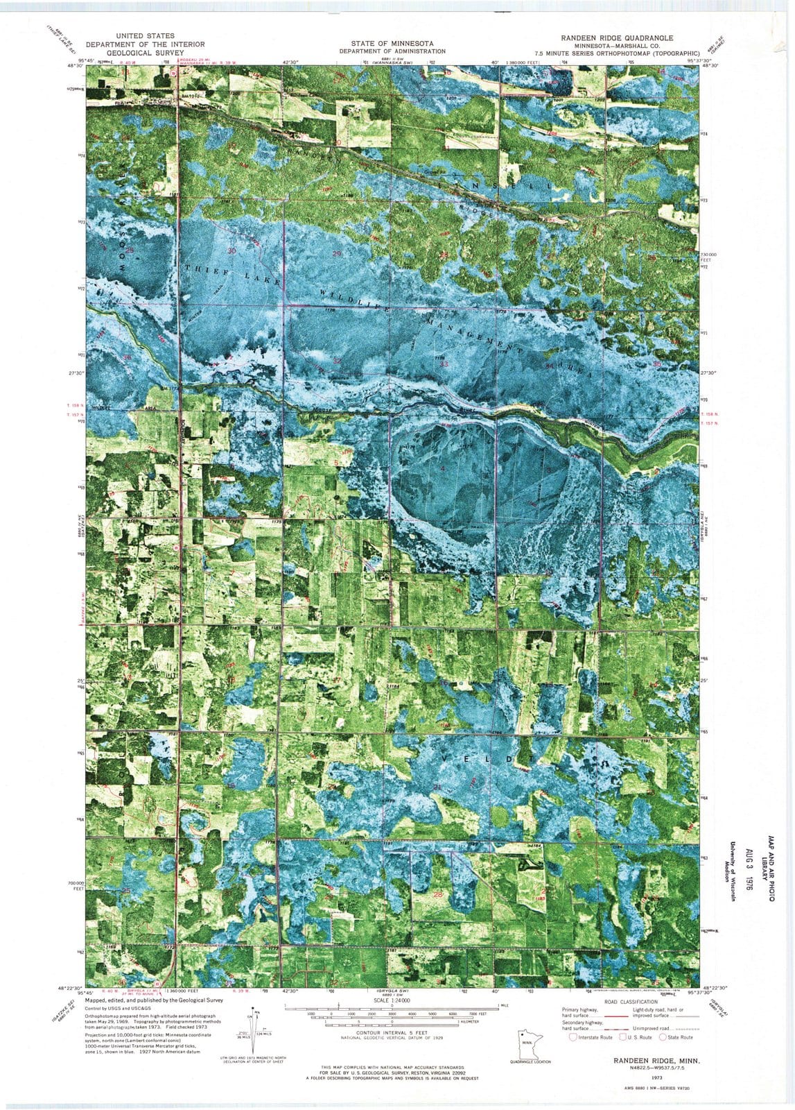 1973 Randeen Ridge, MN - Minnesota - USGS Topographic Map