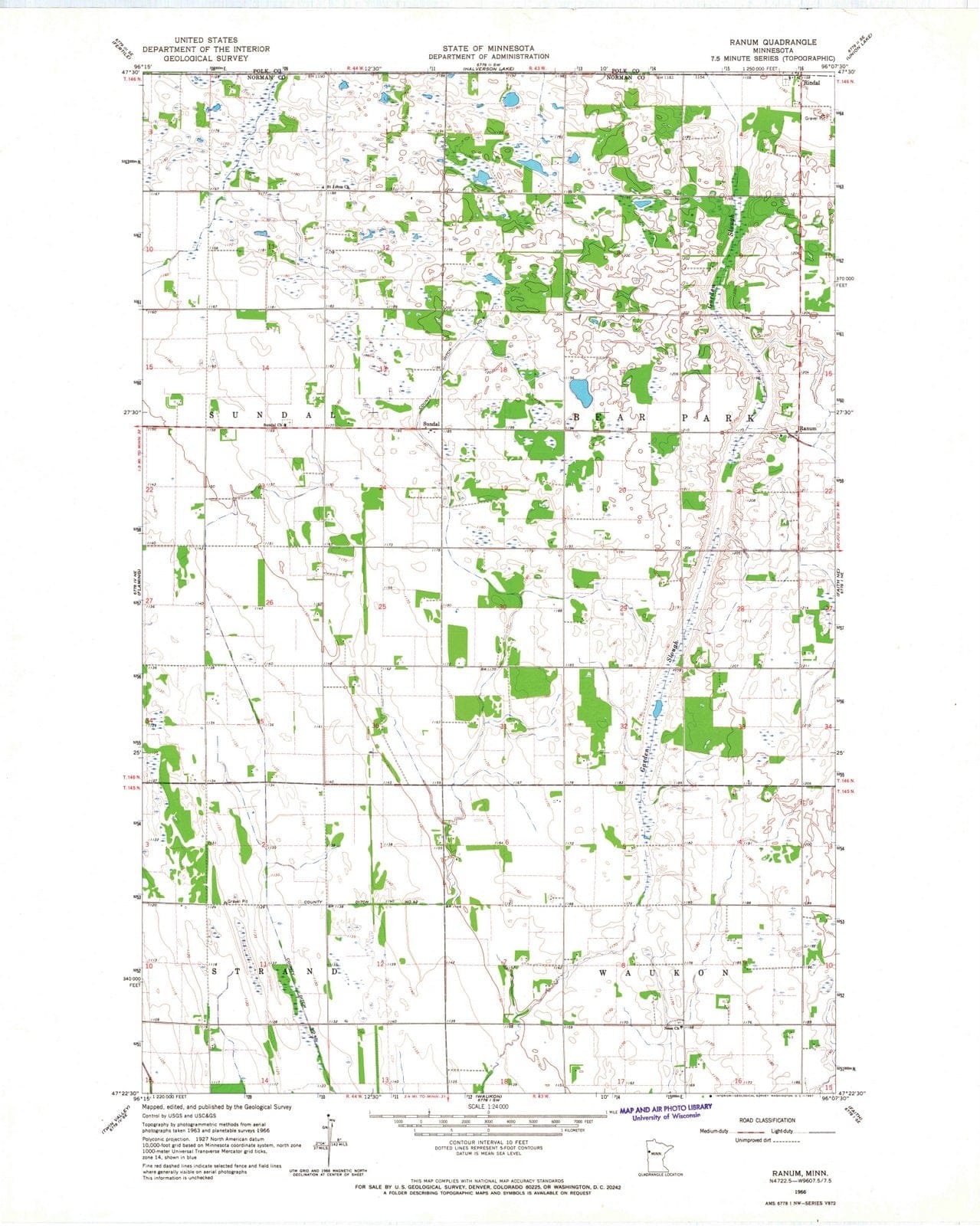 1966 Ranum, MN - Minnesota - USGS Topographic Map