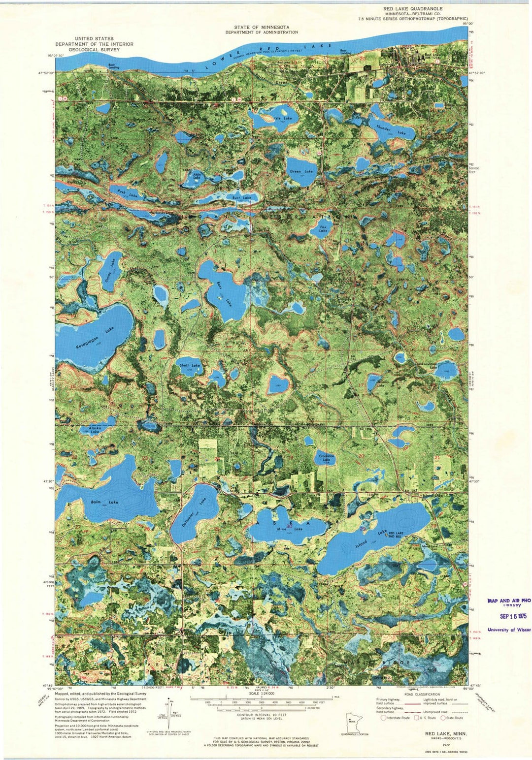 1972 Red Lake, MN - Minnesota - USGS Topographic Map