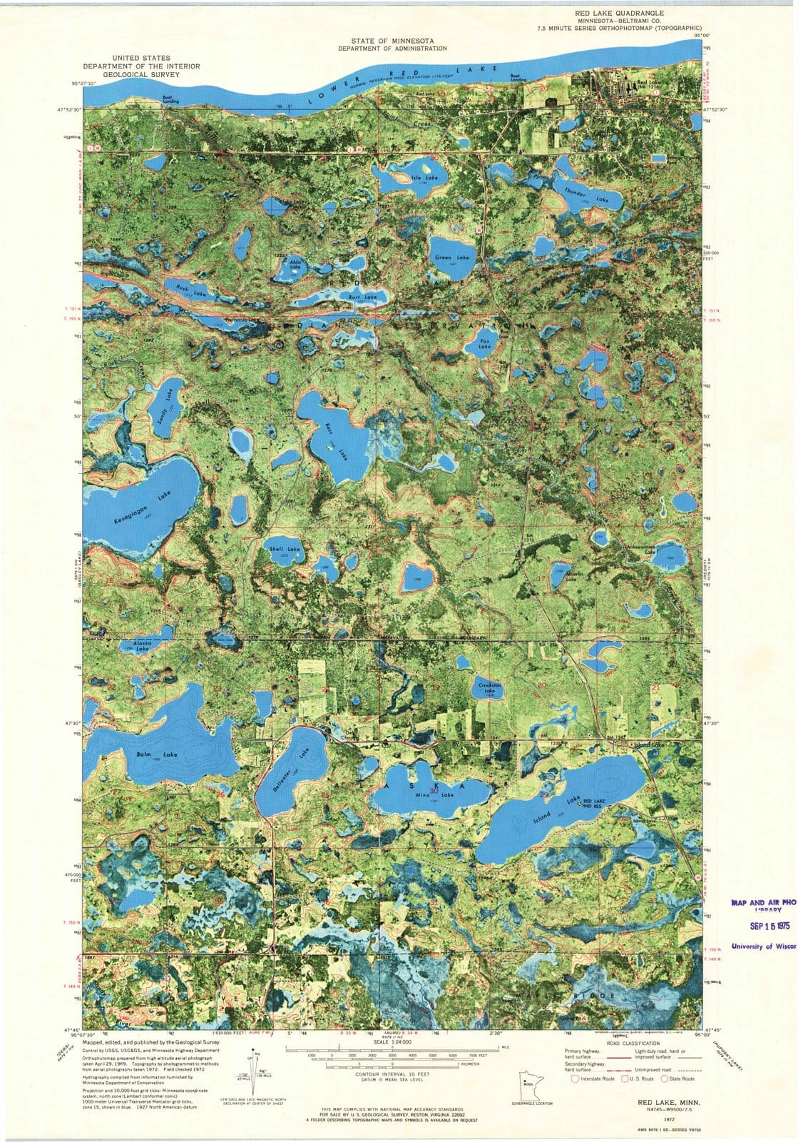 1972 Red Lake, MN - Minnesota - USGS Topographic Map