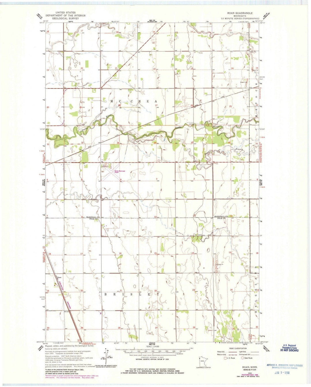 1961 Roan, MN - Minnesota - USGS Topographic Map