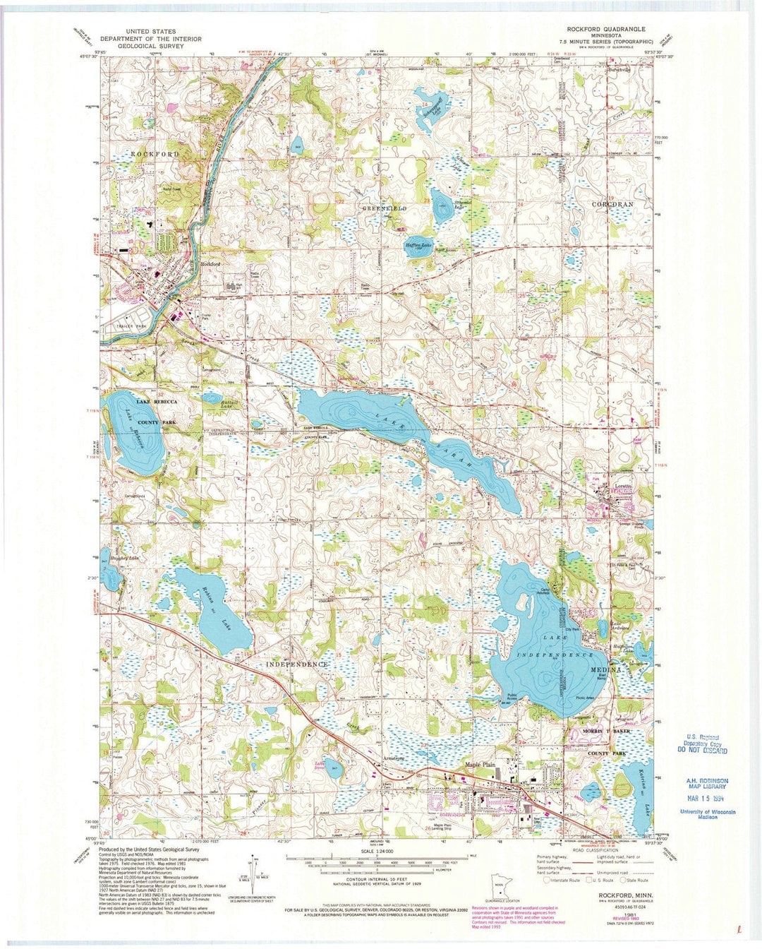 1981 Rockford, MN - Minnesota - USGS Topographic Map