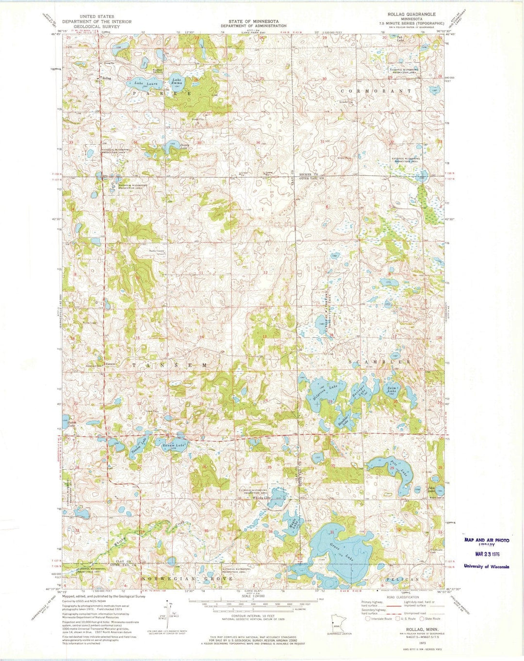 1973 Rollag, MN - Minnesota - USGS Topographic Map