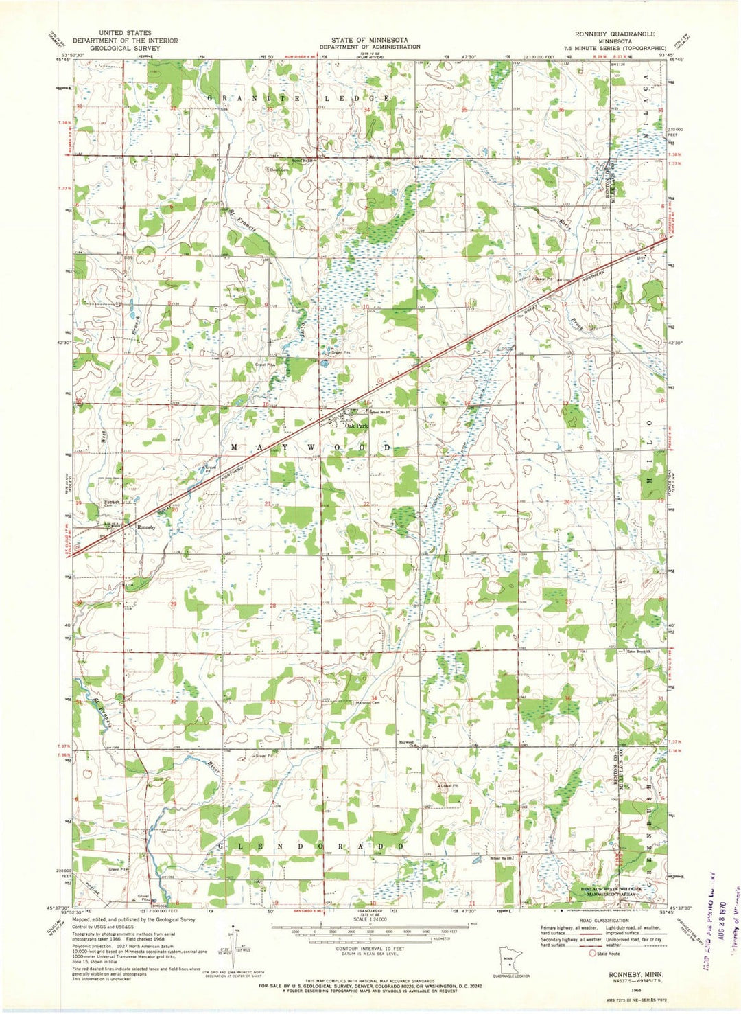 1968 Ronneby, MN - Minnesota - USGS Topographic Map