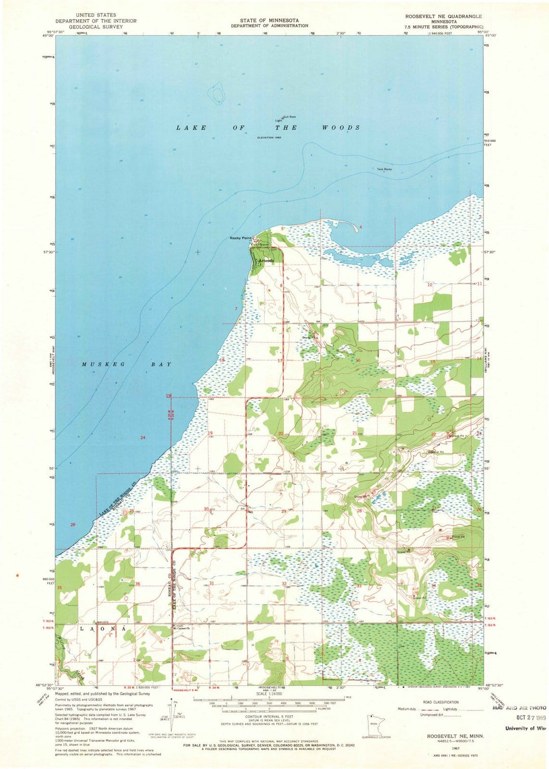 1967 Roosevelt, MN - Minnesota - USGS Topographic Map