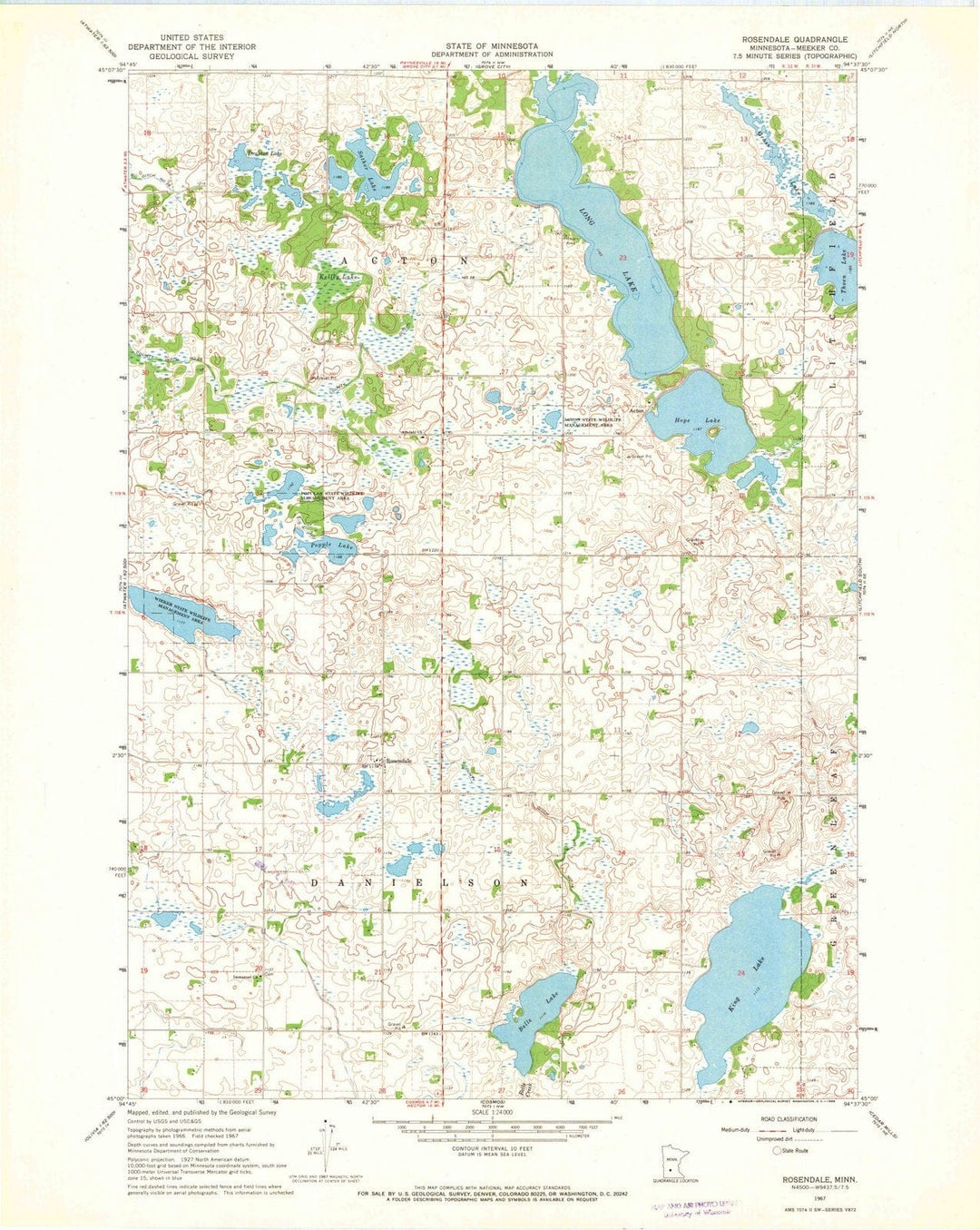 1967 Rosendale, MN - Minnesota - USGS Topographic Map