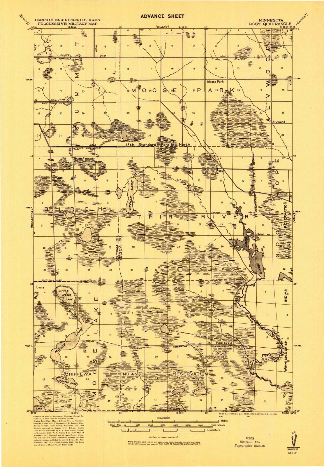 1919 Rosy, MN - Minnesota - USGS Topographic Map