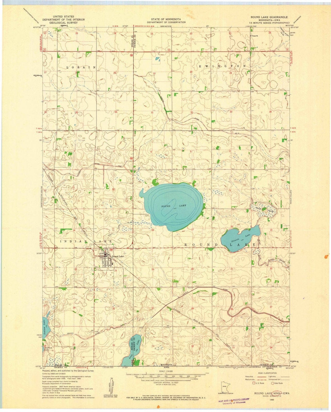 1960 Round Lake, MN - Minnesota - USGS Topographic Map