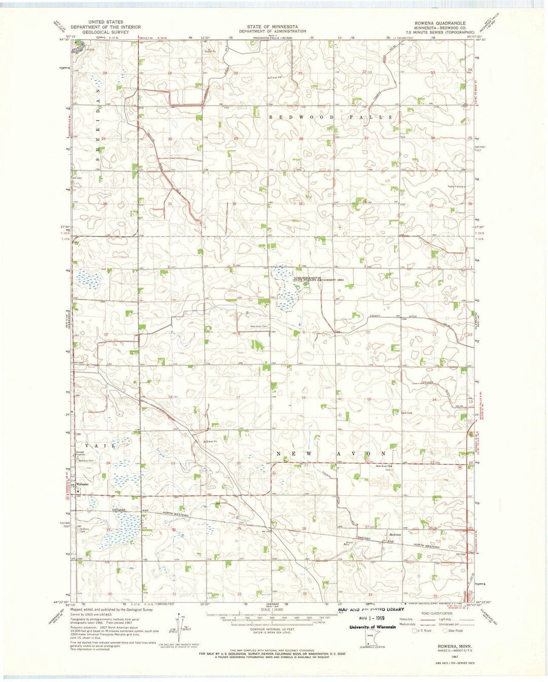 1967 Rowena, MN - Minnesota - USGS Topographic Map