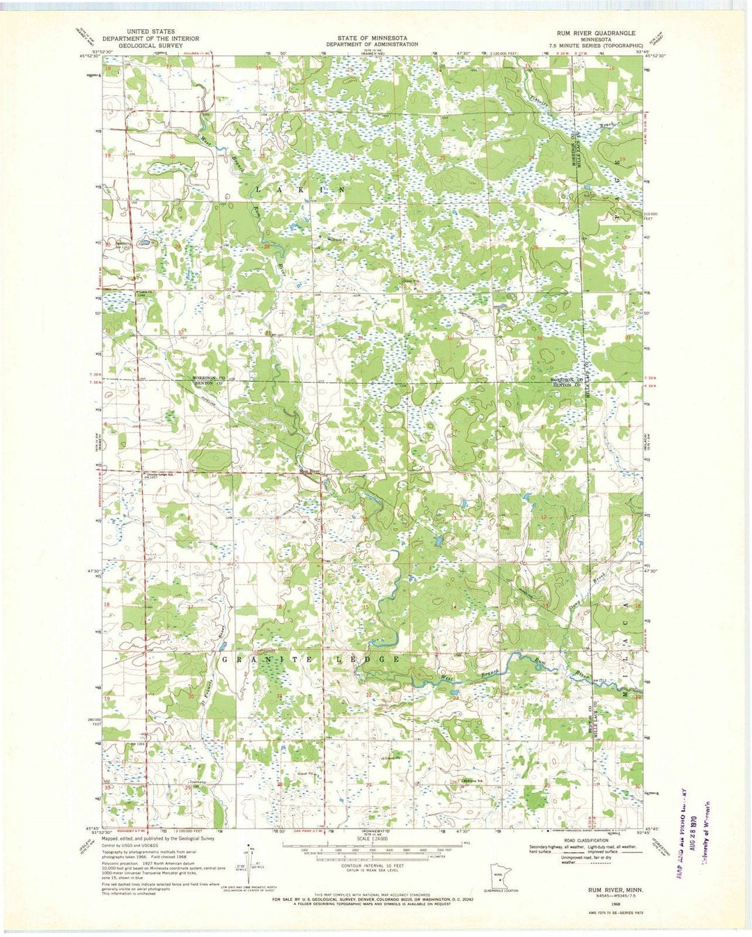 1968 Rum River, MN - Minnesota - USGS Topographic Map