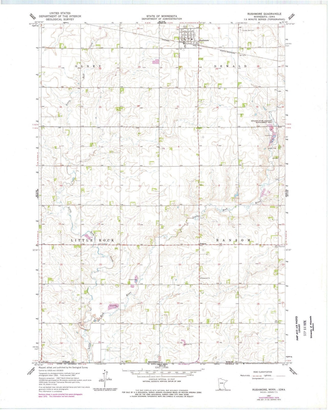 1967 Rushmore, MN - Minnesota - USGS Topographic Map