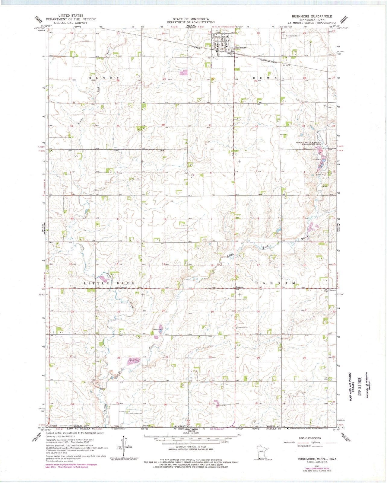 1967 Rushmore, MN - Minnesota - USGS Topographic Map