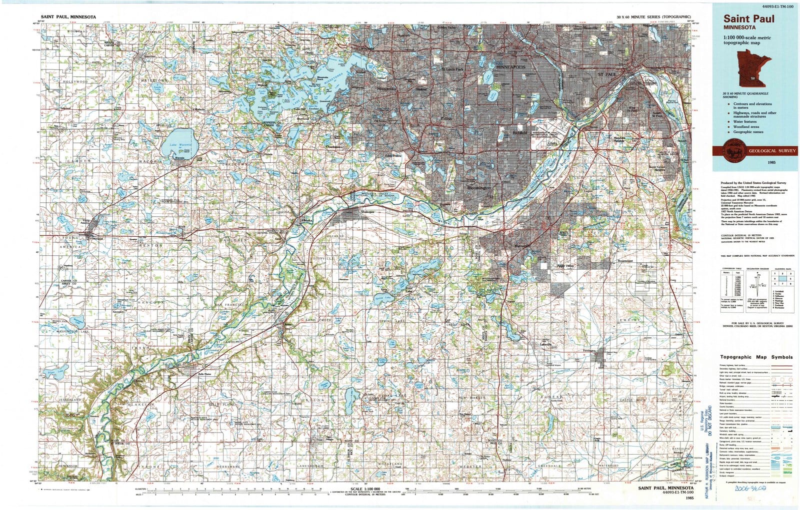 1985 Saint Paul, MN - Minnesota - USGS Topographic Map