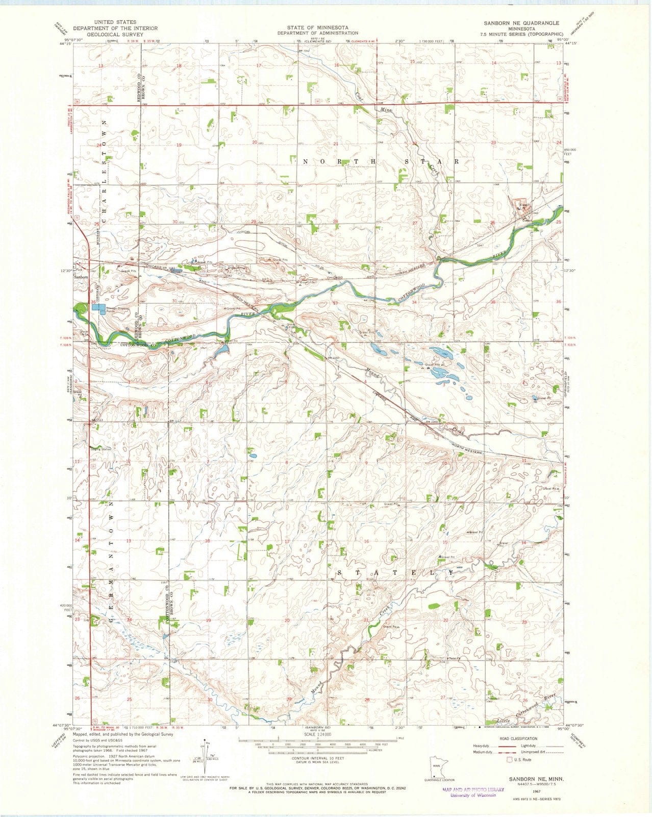 1967 Sanborn, MN - Minnesota - USGS Topographic Map