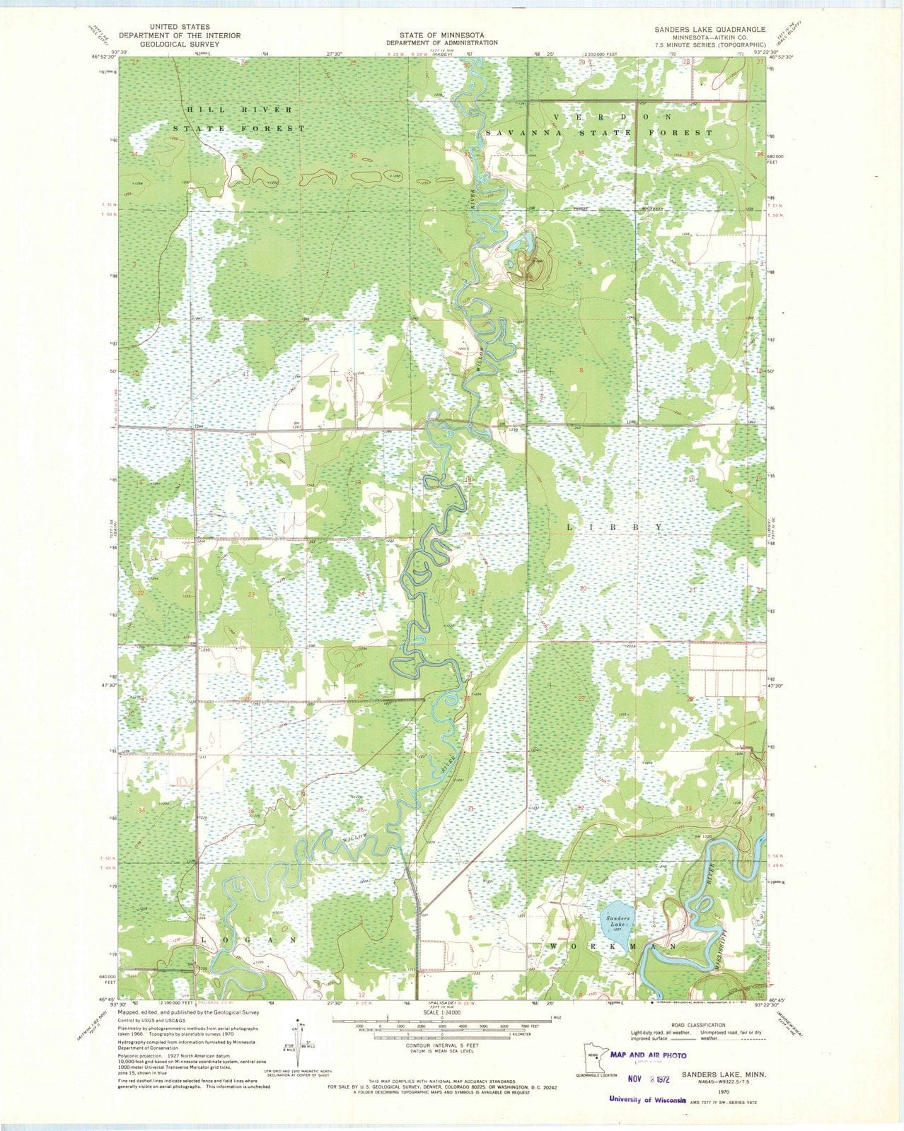 1970 Sanders Lake, MN - Minnesota - USGS Topographic Map