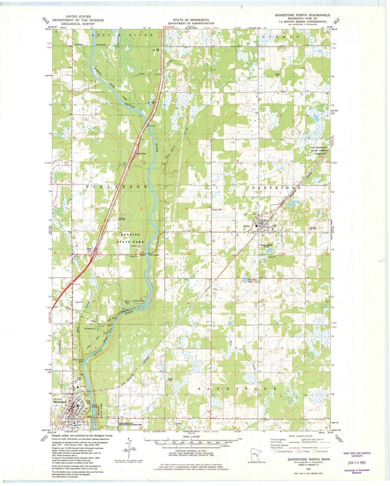 1981 Sandstone North, MN - Minnesota - USGS Topographic Map