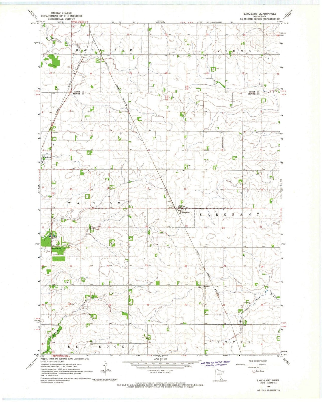 1966 Sargeant, MN - Minnesota - USGS Topographic Map