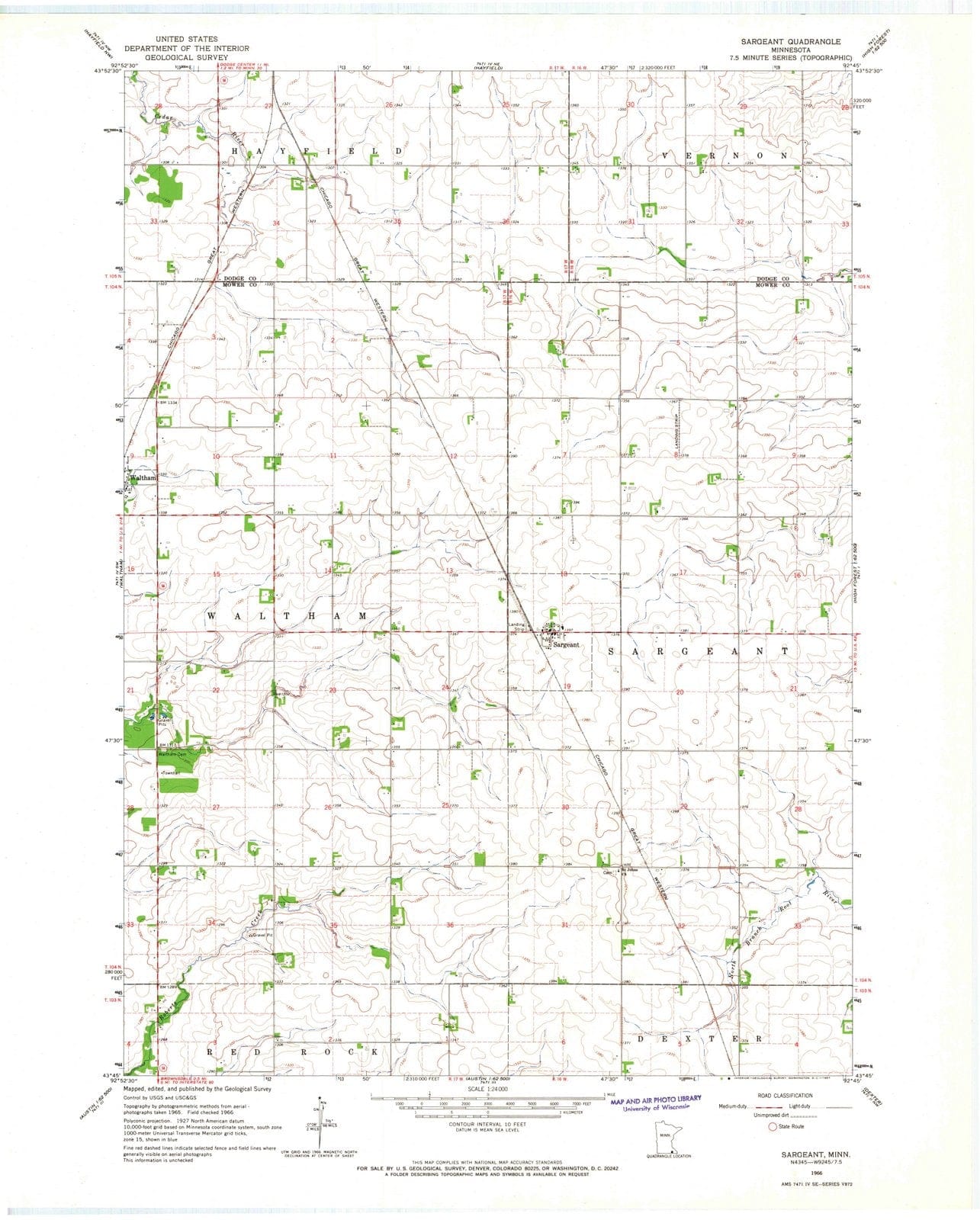 1966 Sargeant, MN - Minnesota - USGS Topographic Map