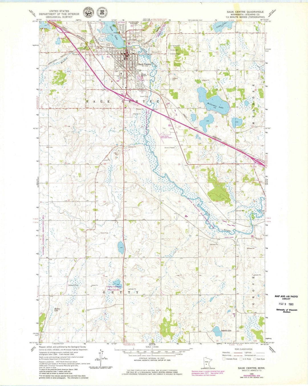 1965 Sauk Centre, MN - Minnesota - USGS Topographic Map