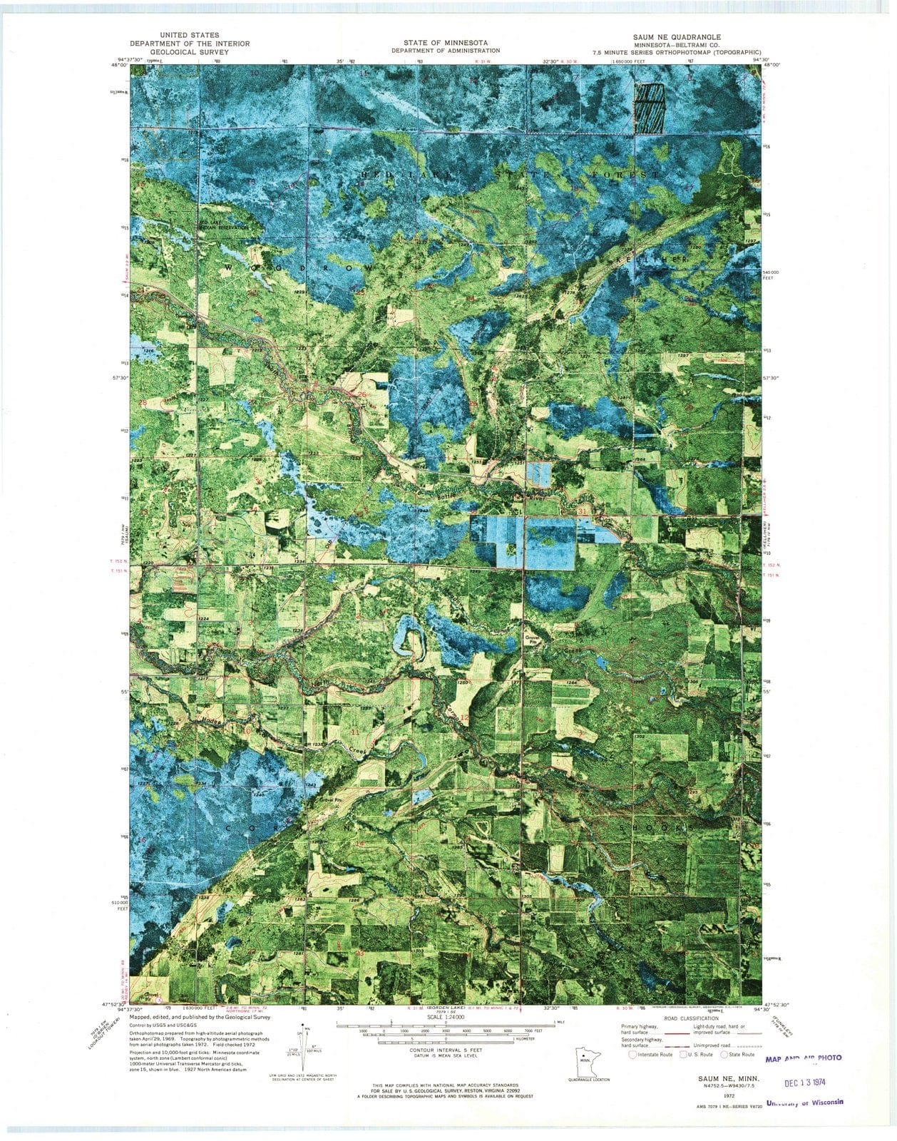 1972 Saum, MN - Minnesota - USGS Topographic Map v2