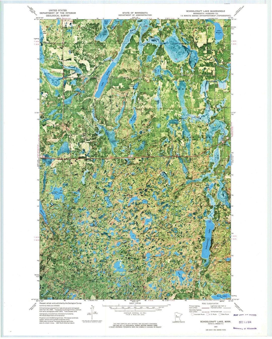 1972 Schoolcraft Lake, MN - Minnesota - USGS Topographic Map