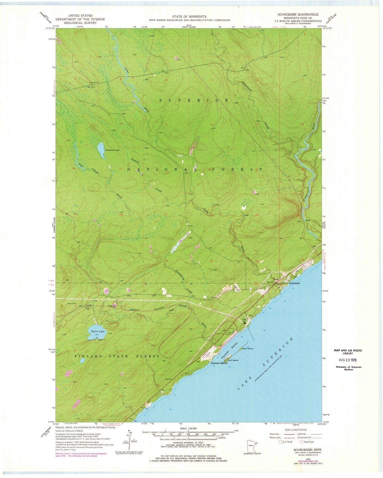 1955 Schroeder, MN - Minnesota - USGS Topographic Map