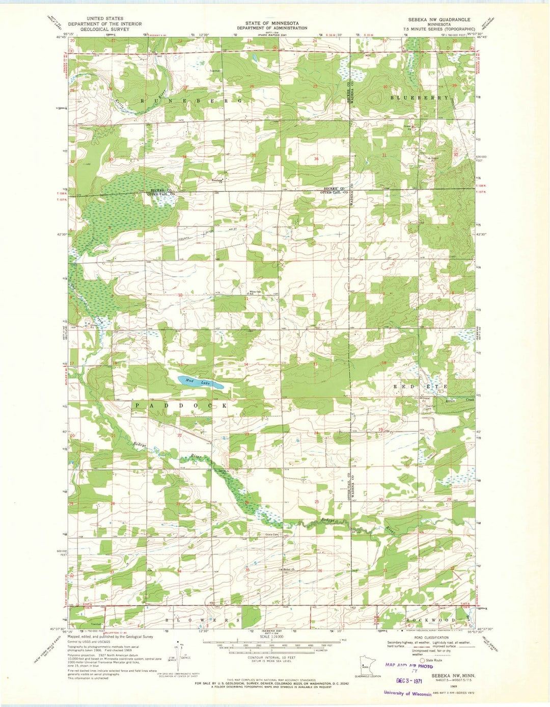 1969 Sebeka, MN - Minnesota - USGS Topographic Map