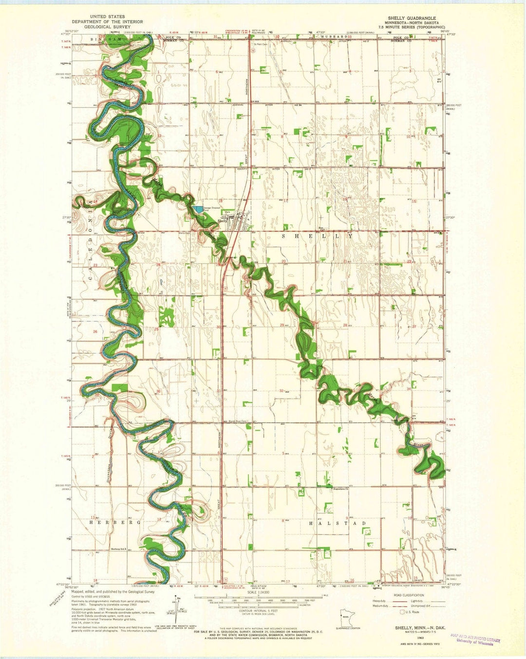 1963 Shelly, MN - Minnesota - USGS Topographic Map